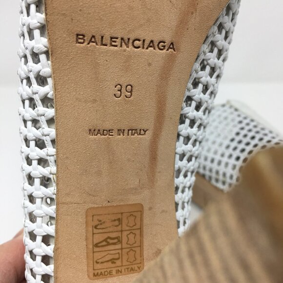 Balenciaga Mesh Leather Booties Short Boots 39 Stacked Heels 5 Inches Authentic - Picture 10 of 13